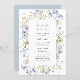 Convites Dusty Blue Wildflower Whimsical Bridal Brunch