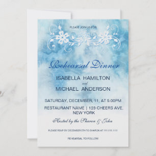 Convites Dusty Blue Winter Script Calligraphy Watercolor