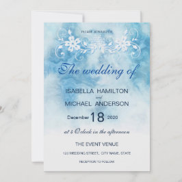 Convites Dusty Blue Winter Script Calliografia Aquarela