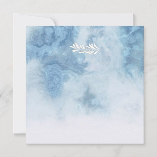 Convites Dusty Blue Winter Script Calliografia White Branch (Frente)