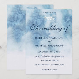 Convites Dusty Blue Winter Script Calliografia White Branch
