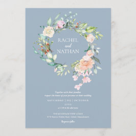 Convites Dusty Blue Woodland Rosas Greenery Floral Casament