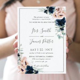 Convites Dusty Blush Poppy Marinho Floral Casamento Verde