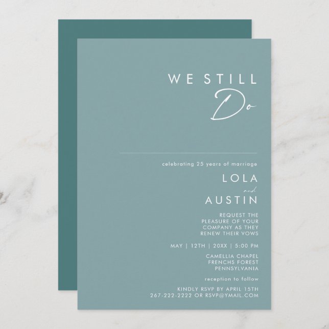 Convites Dusty Boho | Azul e Verde Ainda Fazemos Renovação  (Frente/Verso)