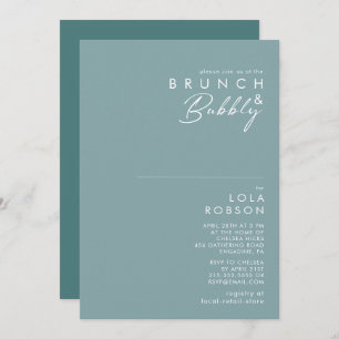Convites Dusty Boho Blue & Green Brunch e Chá de espuma