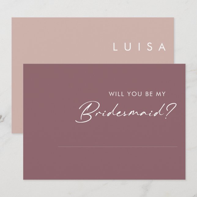 Convites Dusty Boho Purple & Rosa bridesmaid placa proposta (Frente/Verso)