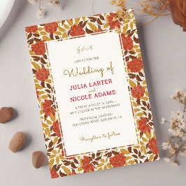 Convites Dusty Brunt Orange Peony Flowers Casamento outono