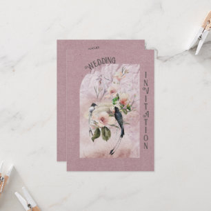 Convites Dusty Burgundy Magnolia Blossoms e Casamento de Av