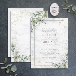 Convites Dusty Eucalyptus Botanical Dourado Casamento Verde