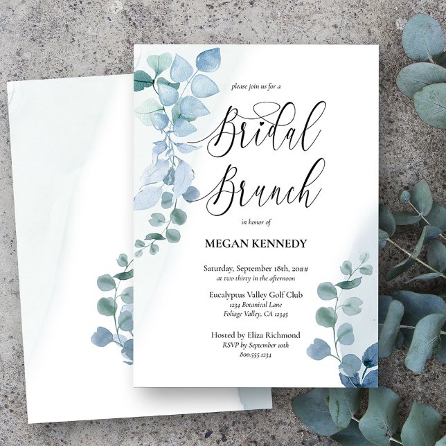 Convites Dusty Eucalyptus Elegante Greenery Bridal Brunch (Bridal Brunch Invitation from my Dusty Eucalyptus Wedding Collection)