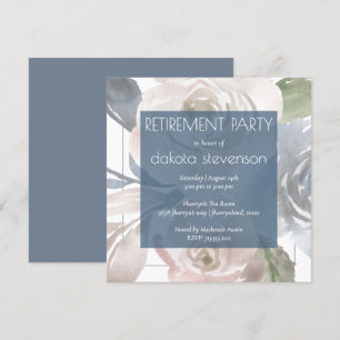 Convites Dusty Floral Enfumaçado Blue Creme Retirement Pa