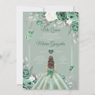Convites Dusty Green Silver Mis Quince 15 Anos