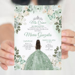 Convites Dusty Green & Silver Mis Quince Floral Quinceañera<br><div class="desc">Dusty Green & Silver Floral Quinceañera Convite Mis Quince Anos,  15 Birthday</div>