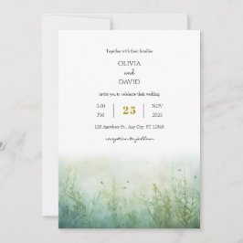 Convites Dusty Green Underwater Fish Seagrass Casamento de