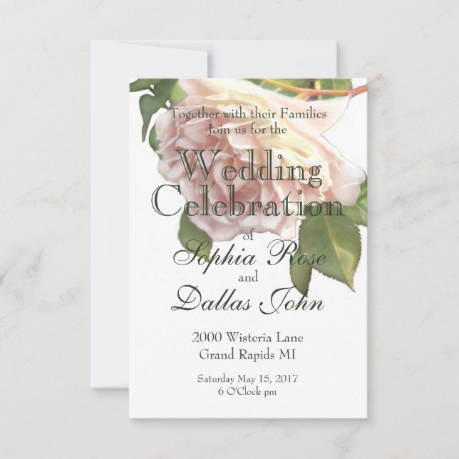 Convites Dusty Ivory Rosa (Frente)