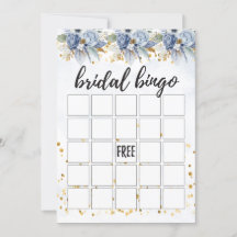 Dusty Marinho Blue Peony Bridal Bingo
