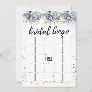 Convites Dusty Marinho Blue Peony Bridal Bingo