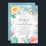 Convites Dusty Pastel Tropical Floral Summer Bat Mitzvah<br><div class="desc">Convite de morcego de praia de verão com folhagem tropical e tipografia elegante.</div>