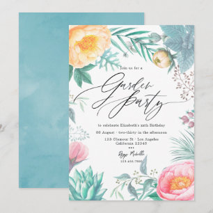 Convites Dusty Pastel Tropical Floral Summer Garden