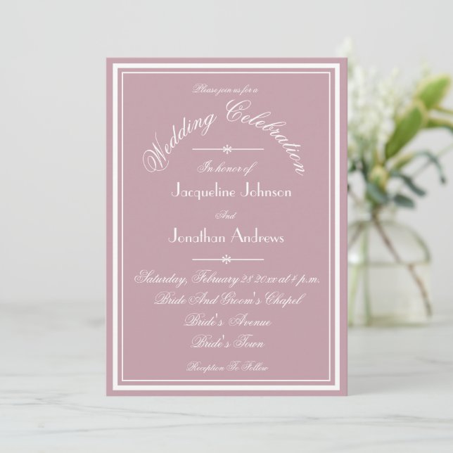 Convites Dusty Pink All In One RSVP Website Email Wedding (Em pé/Frente)
