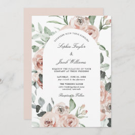 Convites Dusty Pink Blush Floral Eucalyptus Casamento