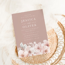 Dusty Pink, Blush Flowers Casamento Elegante Puro