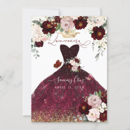Convites Dusty Pink Burgundy Blush Flowers Quinceanera