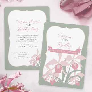 Convites Dusty pink Cattleya orchid wedding modern floral