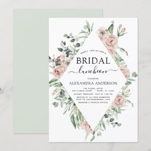 Convites  Dusty Pink Chá de panela Luncheon Greenery Invit