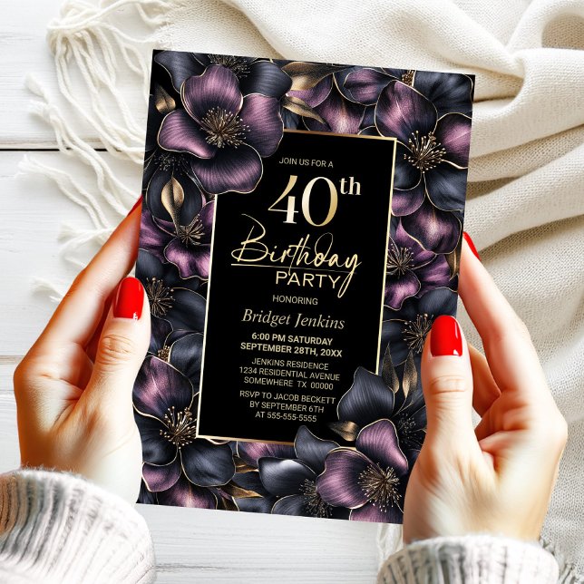 Convites Dusty Pink e Cinza Floral (Criador carregado)