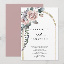 Convites Dusty Pink e Dourado Casamento de Arcos