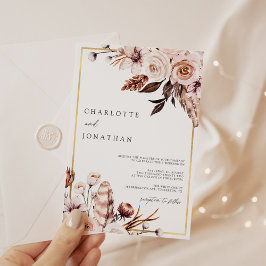 Convites Dusty Pink e Mauve Dourado Casamento Foliar de Qua