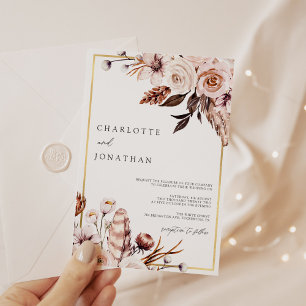 Convites Dusty Pink e Mauve Dourado Casamento Foliar de Qua