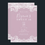 Convites Dusty Pink e White Lace Elegante Doce 16<br><div class="desc">Personalizar para qualquer evento</div>