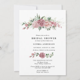 Convites Dusty Pink Floral Bridal Shower Invitation