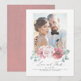 Convites Dusty Pink Floral Casamento Obrigado