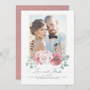 Convites Dusty Pink Floral Casamento Obrigado