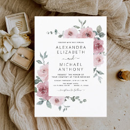 Convites Dusty Pink Floral Eucalyptus Greenery Casamento