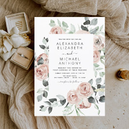 Convites Dusty Pink Floral Eucalyptus Greenery Casamento In