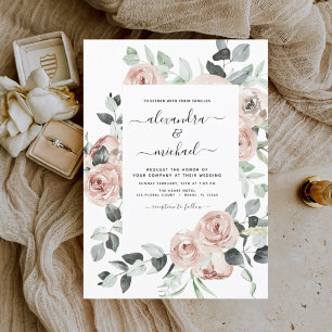 Convites Dusty Pink Floral Eucalyptus Greenery Casamento In