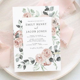 Convites Dusty Pink Floral Eucalyptus Wedding