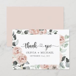 Convites Dusty Pink Floral Greenerescência Obrigado Convit