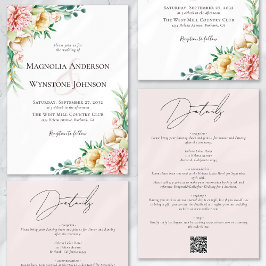 Convites Dusty Pink Floral Tudo em Um Casamento