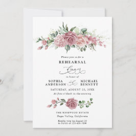 Convites Dusty Pink Floral Wedding Rehearsal Dinner 