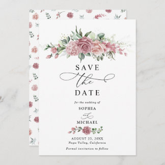 Convites Dusty Pink Floral Wedding Save The Date