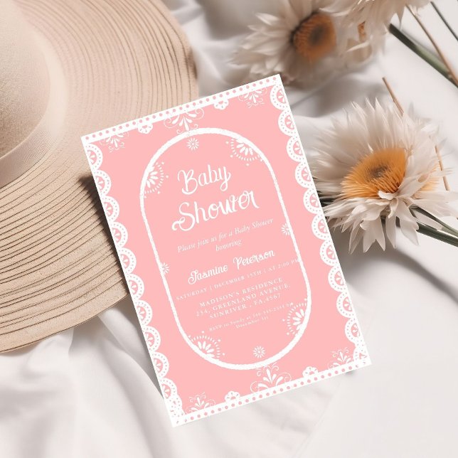 Convites Dusty Pink Girl chá de fraldas picado (Criador carregado)