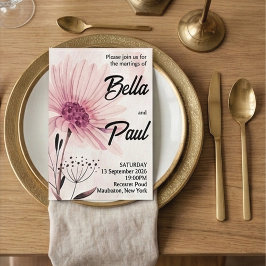 Convites Dusty Pink & Mauve Floral Wedding Invitation