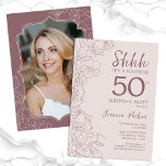 Convites Dusty Pink Mauve Photo Surprise 50th Birthday<br><div class="desc">Cor-de-rosa poeirento floreado e surpresa mauve, 50º convite de aniversário com sua foto na parte de trás do cartão. O Trendy Boho, porém moderno design feminino, apresenta sotaques botânicos e fontes de script de tipografia. Simples cartão de convite floral perfeito para uma festa surpresa na moda. Pode ser personalizado para...</div>