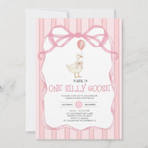 Convites Dusty Pink Ribbon Gingham Um Ganso Bobo