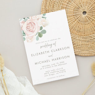 Convites Dusty Pink Rose Eucalyptus Floral Casamento